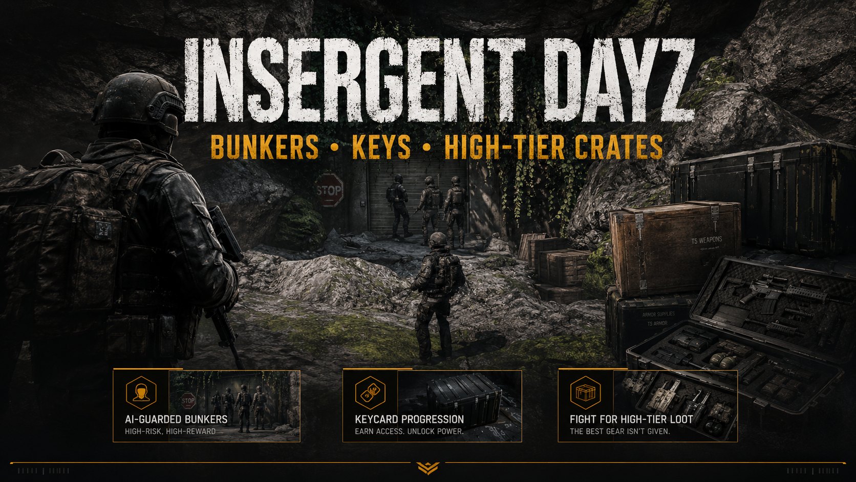 INSERGENT bunkers, keys and crates artwork