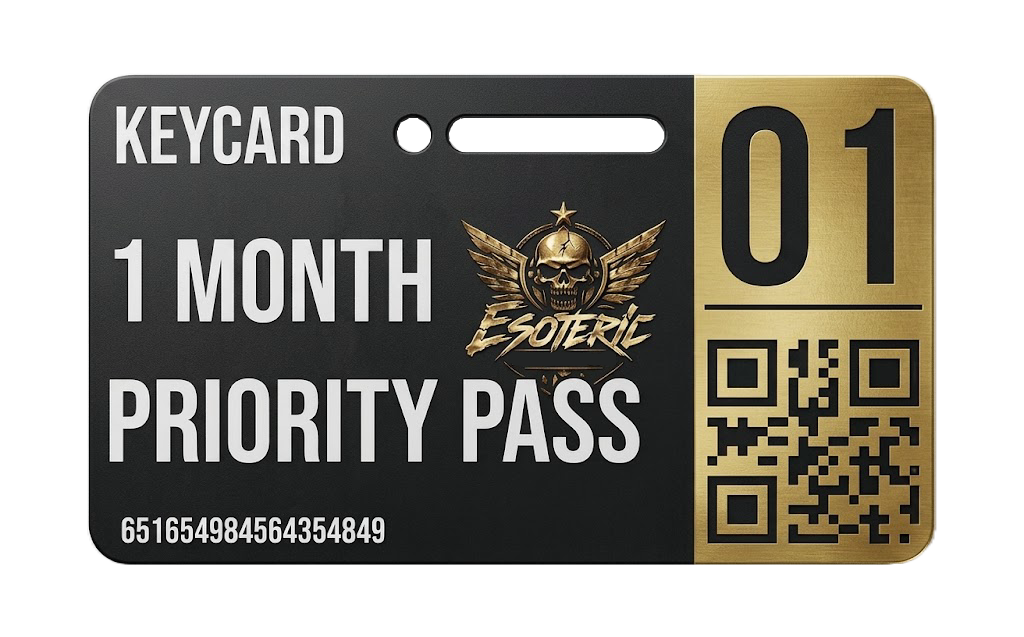 ESOTERIC 1 Month Priority Pass black and gold keycard