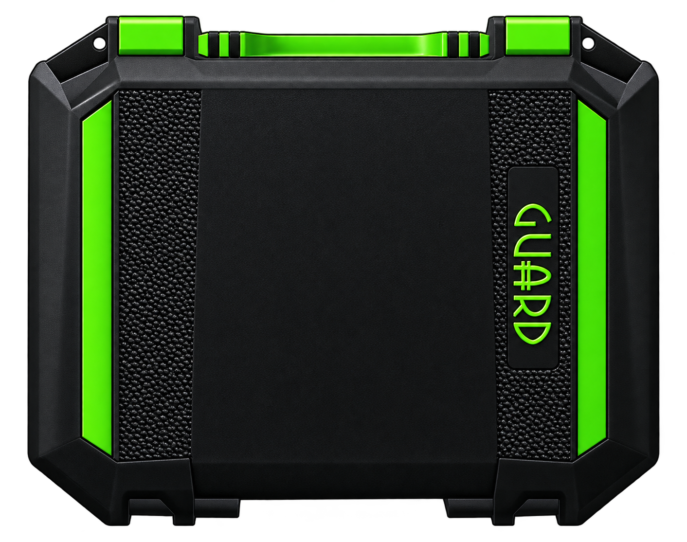 Black and neon green GUARD secure container upgrade case